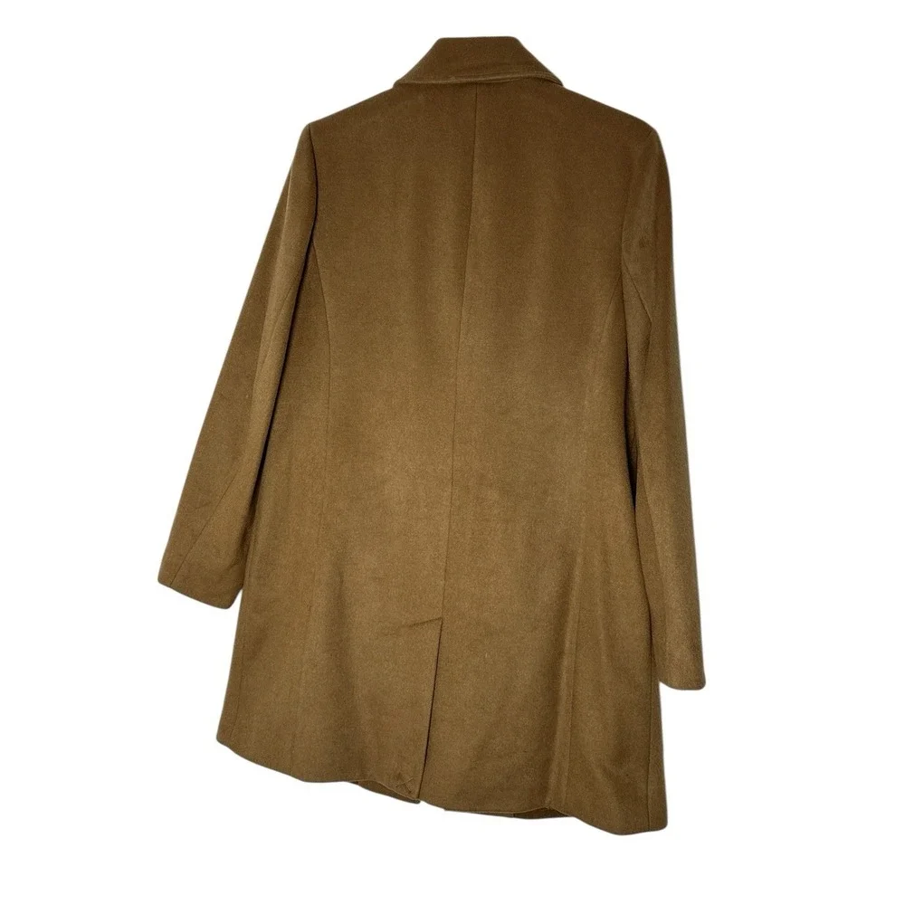 MICHAEL KORS trench coat women's Large Dark Camel Wool Blend Outdoor Career NWOT